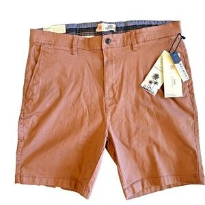 MBX‎ Mens Belmont Trouser Stretch Summer Shorts 7" NEW Mauve Dark Khaki Size 38